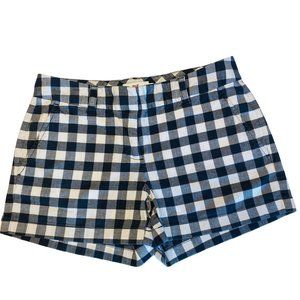 Vineyard Vines Womens Shorts Cotton Blue White Check Whale Logo Size 2
